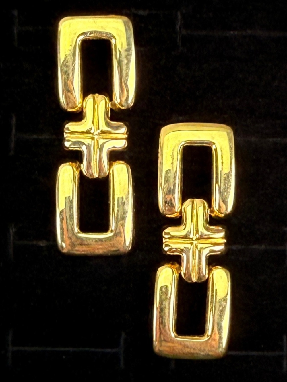 Vintage aged Goldtone Chain Link Drop Pierced Earrings